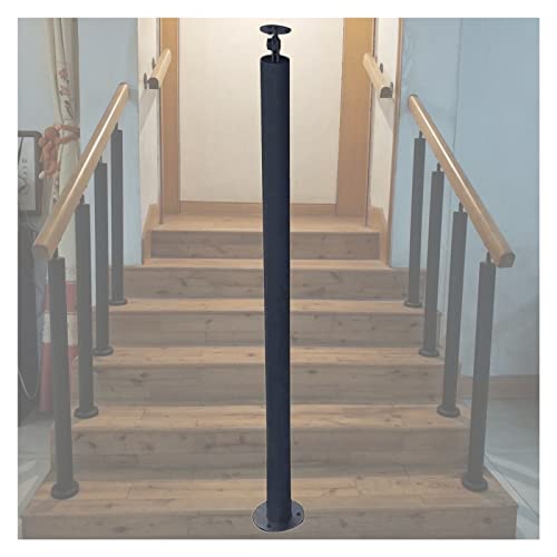 Metallgeländer-Balusterpfosten für Innentreppen/Außenstufen, runde Eisenspindeln für Treppen-/Deckgeländer, Bodenmontage mit Schrauben, 80 85 90 95 100 110 120 130 cm (Farbe: Schwarz, 10 Stück, Größe: von MZFFT