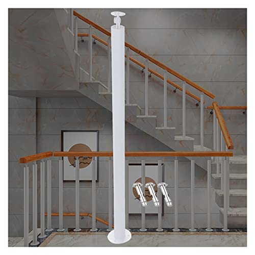 Metallgeländer-Balusterpfosten für Innentreppen/Außenstufen, runde Eisenspindeln für Treppen-/Deckgeländer, Bodenmontage mit Schrauben, 80 85 90 95 100 110 120 130 cm (Farbe: Weiß, 4er-Pack, Größe: von MZFFT