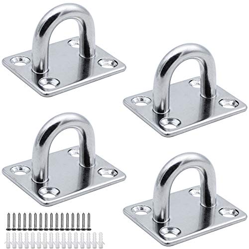 MZMing 4 Stück M6 Edelstahl 304 Augplatte Deckenhaken Wandhaken Ösen Halterung 4-Loch Ösenplatte Haken mit Schrauben und Gummistopfen für Boot Takelage Yoga Trainingsgurt Schaukel Hängematte Boxsack MZMing 4 Stück M6 Edelstahl 304 Augplatte Deckenhaken Wandhaken Ösen Halterung 4-Loch Ösenplatte Haken mit Schrauben und Gummistopfen für Boot Takelage Yoga Trainingsgurt Schaukel Hängematte Boxsack von MZMing