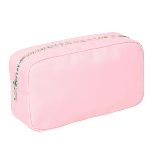 Make-Up-Aufbewahrungstasche Letter Patch Custom Travel Cosmetic Bag Personalized Nylon Pouch Toiletry Bag Chenille Patch Makeup Toiletries Girl Cosmetic Bag Kosmetiktasche(Light Pink,M) von MZPOZB