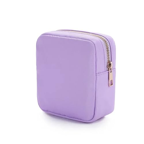 Make-Up-Aufbewahrungstasche Nylon Mini Makeup Bag Toiletry Cosmetic Storage Bag Waterproof Zipper Small Pouch Coin Sanitary Napkin Purse for Women Girls Kosmetiktasche(Purple) von MZPOZB