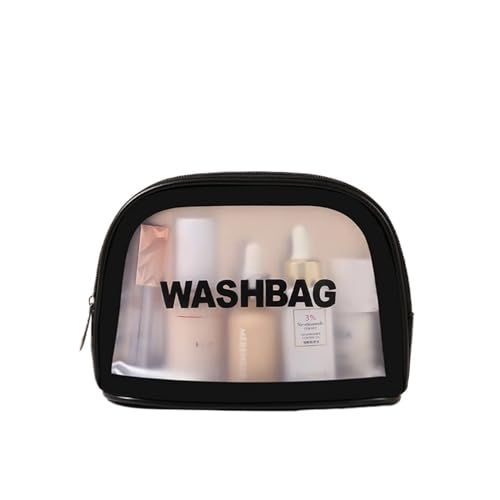 Make-Up-Aufbewahrungstasche Women Makeup Bags Travel Cosmetic Bag Toiletries Organizer Waterproof Storage Neceser Hanging Bathroom Wash Bag Kosmetiktasche(Black S) von MZPOZB