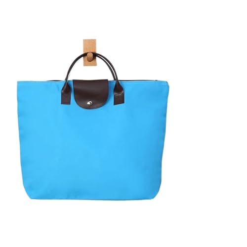 Weekender Bag wasserdichte Strandtasche Damen Nylon Handtasche Frauen Tragetaschen Große Kapazität Handtasche Oxford Casual Reise Umhängetaschen Duffel-Reisetasche (Color : Blue) von MZPOZB