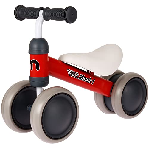 Mach1 Mini Kinder Kleinkinder Laufrad | von 1-3 Jahre | 4 weiche leise Räder | Lauflernrad Kinderlaufrad Rutscher (Rot) von Mach1