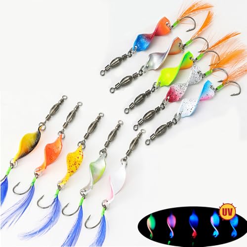 Forellenköder - Twist Spoons Forelle 9X UV-Aktiv 3g | 10er Twister Spinner Forelle mit Rolling Swivels | Forellen Blinker Spoon in Box | Forellenköder Set zum Forellen Angeln Forellen Köder Forellenköder - Twist Spoons Forelle 9X UV-Aktiv 3g | 10er Twister Spinner Forelle mit Rolling Swivels | Forellen Blinker Spoon in Box | Forellenköder Set zum Forellen Angeln Forellen Köder von Machilea