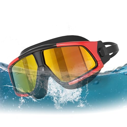 Maciun Schwimmbrille, Schwimmbrille, Anti-Beschlag-Schwimmbrille, auslaufsicher, breite Sicht, verstellbarer Rundumschutz, für junge Erwachsene, Männer und Frauen von Maciun