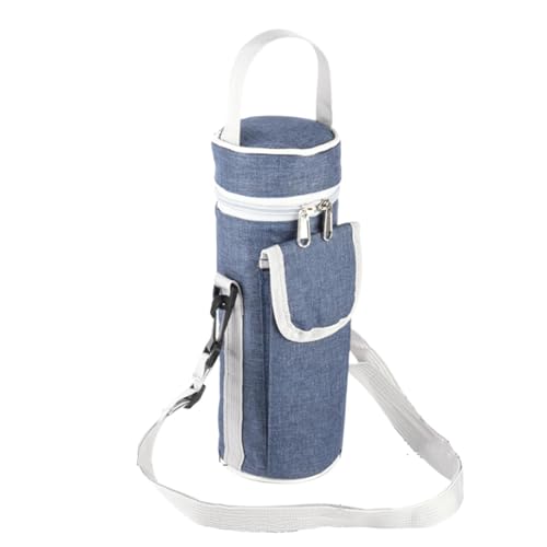 Maciun Wasserflaschentasche | Tragbarer isolierter Getränkehalter – Stoff-Aluminiumfolie, Thermo-Wasserflaschen-Schutzhülle mit Griff für Outdoor-Aktivitäten, blau, 8*25cm, Unisex von Maciun