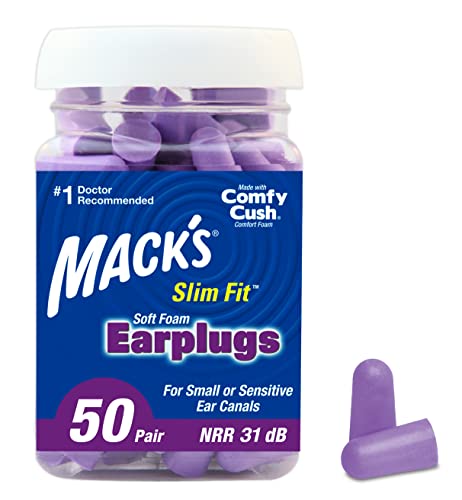 Mack's Slim Fit Ohrstöpsel mit schmaler Passform, Violett, 50 Paar, Count (Pack of 1) von Mack's