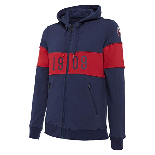 Macron Bfc Merch Ca Sweatshirt Degarzata F/Zip C/CAPP. NAV/Ros Jr, Baumwolle für Kinder, Bologna FC 2020/21 Kinder, Blau, JM von Macron