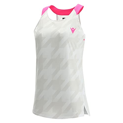 Macron Damen Padel Prime Cb Iciar Tank Woman White/Neon Pink Printed Gaming Top, Weiß, XS von Macron