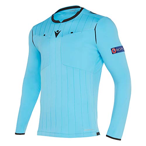 Macron Fußball 1/1-Arm-Shirt UEFA Referee 19 Schiedsrichter Trikot Herren hellblau Gr L von Macron