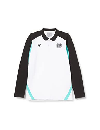 Macron Unisex Kinder Merchandising ufficiale Udinese Poloshirt mit Langen Ärmeln, 2021/22, Weiß, JM von Macron