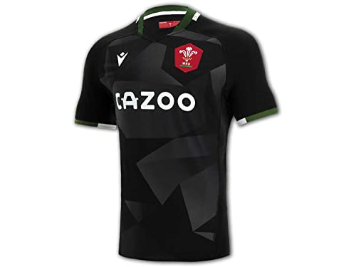 Macron WRU Wales Alternate Pro Shirt M23 schwarz Welsh Rugby Union Jersey Trikot, Größe:XL von Macron