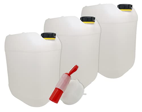 Männerladen 3X 20 Liter Set Getränke- Wasserkanister Natur mit 1 Auslaufhahn und 3 Deckel | Premium Qualität DIN 61 | Lebensmittelecht Tragbar Indoor und Outdoor Hahn Männerladen 3X 20 Liter Set Getränke- Wasserkanister Natur mit 1 Auslaufhahn und 3 Deckel | Premium Qualität DIN 61 | Lebensmittelecht Tragbar Indoor und Outdoor Hahn von Guoml