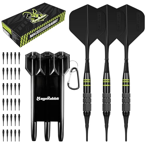 MageRabbit Darts mit Kunststoffspitze, 18g, Set mit 3 Darts aus Kupfermaterial und 30 Stück Soft Tips, Black Box, langlebige geformte Flights, Dartpfeile MageRabbit Darts mit Kunststoffspitze, 18g, Set mit 3 Darts aus Kupfermaterial und 30 Stück Soft Tips, Black Box, langlebige geformte Flights, Dartpfeile von MageRabbit