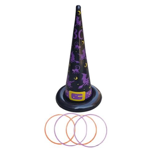 MagiDeal 5-teiliges Halloween-Ringe-Wurfspiel-Set, Halloween-Spiele, Wurfringe, lustige Aktivitäten, aufblasbare Hexenhüte für drinnen und draußen, Lila von MagiDeal