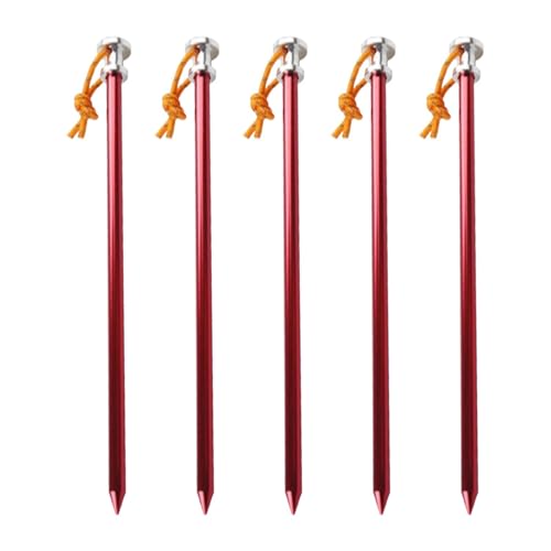 MagiDeal 5Pcs Zelt Heringe Boden Stakes mit Strap Camping Heringe, Rot von MagiDeal