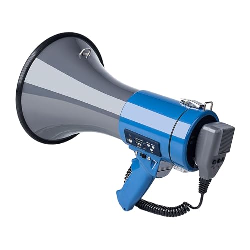 MagiDeal Bullhorn Bullhorn Lautsprecher Handheld Tragbares Geschenk mit Tragbarer Verstärker 50 W für Veranstaltungen Straßenmarktverkauf, Vielseitiges Blaugrau von MagiDeal