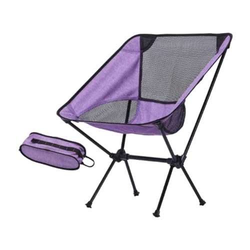 MagiDeal Klappbarer Campingstuhl Moon Chair, Faltbarer, Leichter Outdoor-Moon Chair, tragbarer Klappstuhl für Park, Grillen, Picknicks, Wandern, Lila Schwarz von MagiDeal