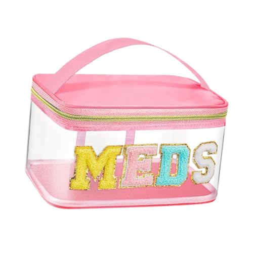 MagiDeal Kosmetiktasche, Chenille-Buchstabe, transparente Make-up-Tasche, transparente Make-up-Organizer-Tasche für Geschäftsreisen, Büro, Sportveranstaltungen, Rosa von MagiDeal