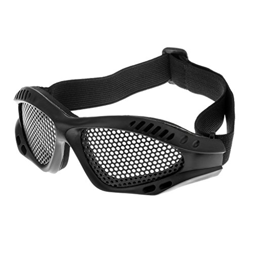 MagiDeal Metallgitter Schutzbrille Taktische Netz Brille für Outdoor Sport Radfahren, verstellbarer Kopfband, Schwarz von MagiDeal