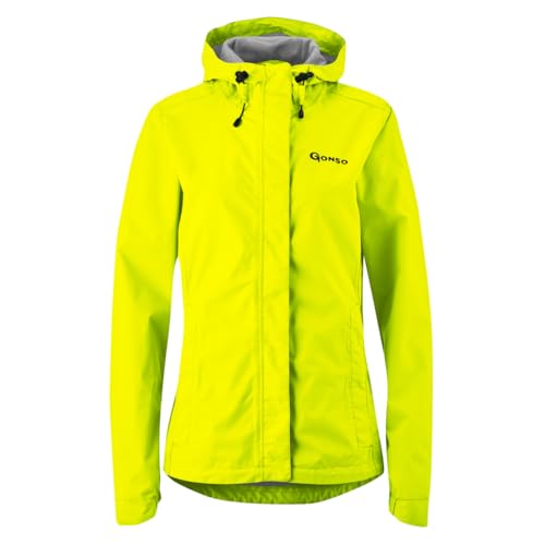 Gonso Sura Light, Damen Fahrradjacke, wasserdichte Regenjacke, Wasserdicht bis 10.000 mm & Winddicht, G-Tex, 2-Lagenlaminat & getapte Nähte, Weite Passform, PFC-frei, Gelb, Gr. 42 von Maier Sports