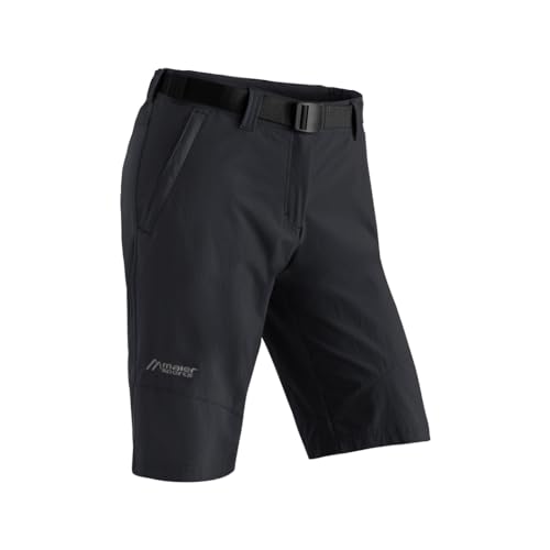 Maier Sports Lawa, Kurze Damen Wanderhose, Wasserabweisende Bermuda für Trekking und Hiking, PFC-frei, mSTRETCH pro 4 & Dryprotec, Schwarz, 38 (W29/L31) von Maier Sports