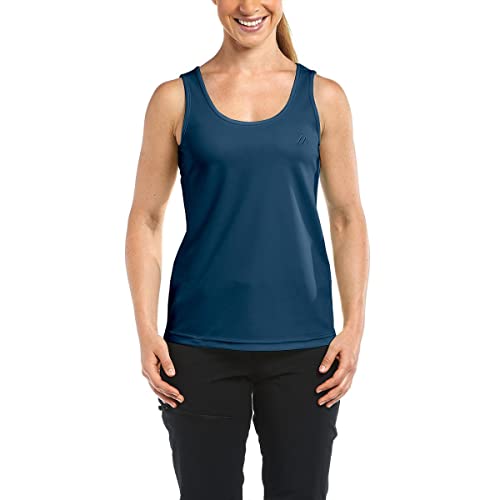 Maier Sports Petra, Ärmelloses Damen T-Shirt, Outdoorshirt mit Rundhals für Wandern und Freizeit, dryprotec Technologie, Atmungsaktiv, NFC-Chip für einfaches Recycling, Dunkelblau, 40 von Maier Sports