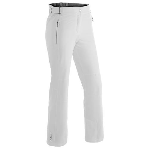 Maier Sports Vroni Slim, Enganliegende Damen Skihose, Wasserdichte Schneehose, Stretchmaterial und verstellbarer Bund, PFC-frei, mTHERM Wattierung & mTEX Wetterschutz, Weiß, Gr. 80 (W31/L33) von Maier Sports