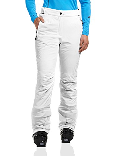 Maier Sports Vroni Slim, Enganliegende Damen Skihose, Wasserdichte Schneehose, Stretchmaterial und verstellbarer Bund, PFC-frei, mTHERM Wattierung & mTEX Wetterschutz, Weiß, Gr. 34 (W26/L31) von Maier Sports