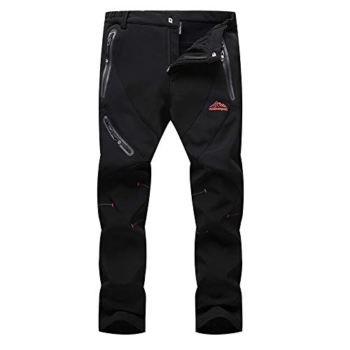 Maifly Herren Gefüttert Softshellhose, Wasserdicht Outdoorhose, Atmungsaktiv Wanderhose Winterhose, Verdickte Warm Skihose,XXL von Maifly