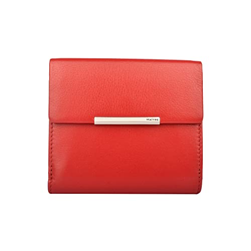 Maitre - Leder Geldbörse mit RFID Schutz, Münzfach & Scheinfach für Damen - Portemonnaie mit Kreditkartenfächern, Rot von Maitre