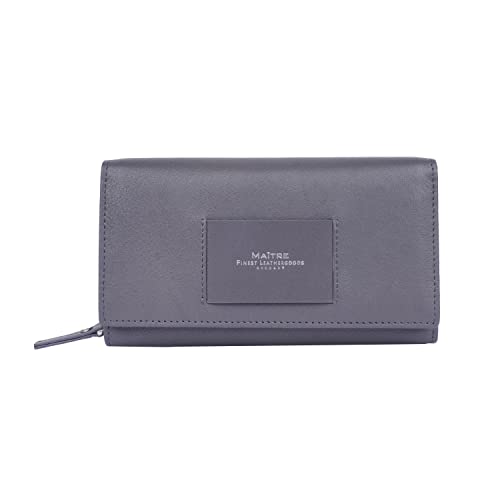 Maitre - Leder Geldbörse mit RFID Schutz, Münzfach & Scheinfach für Damen - Portemonnaie mit Kreditkartenfächern - ellern dilara, Grau von Maitre