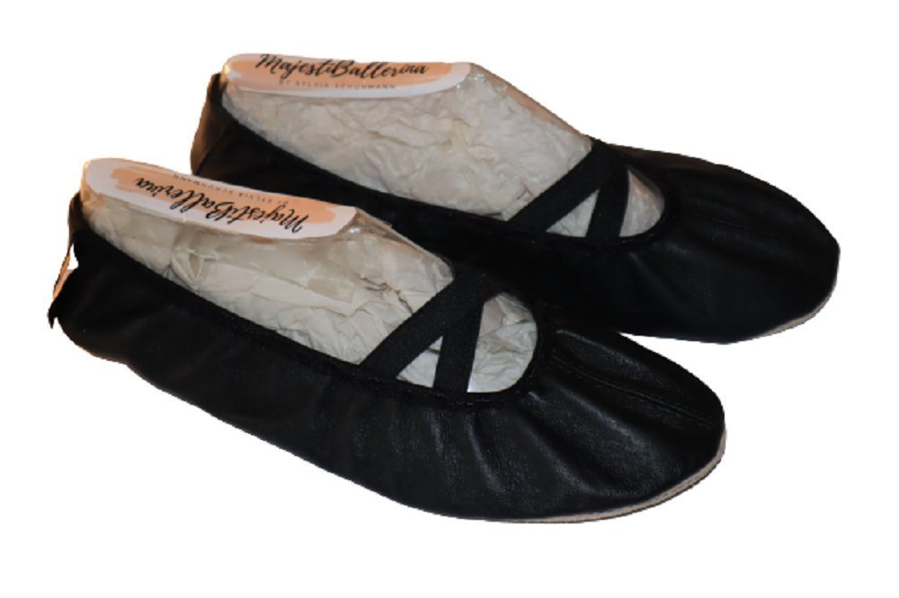 MajestiBallerina by Sylvia Schuhmann Theresa Ballerina Schläppchen Hausschuhe Gymnastikschuh schwarz Gymnastikschuh von MajestiBallerina by Sylvia Schuhmann