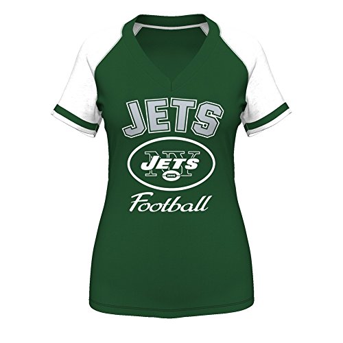 New York Jets Women's Majestic "Go For Two IV" V-neck T-shirt - Green von Majestic