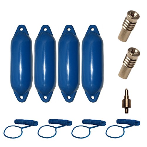 Majoni Komplettset 4er-Set Star 25 Schutzkörper für Boote mit 4 Leinen, 2 Ersatzventilen und 1 Ventiladapter - blau 58 x 15 cm Majoni Komplettset 4er-Set Star 25 Schutzkörper für Boote mit 4 Leinen, 2 Ersatzventilen und 1 Ventiladapter - blau 58 x 15 cm von Majoni