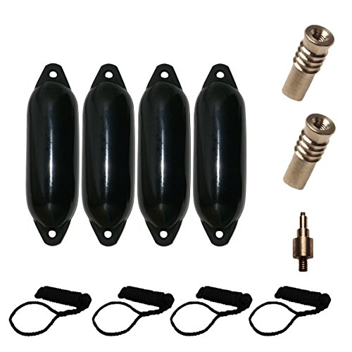 Majoni Komplettset 4er-Set Star 25 Bootsfender mit 4 Fenderleinen, 2 Ersatzventilen und 1 Ventiladapter - schwarz 58 x 15 cm Majoni Komplettset 4er-Set Star 25 Bootsfender mit 4 Fenderleinen, 2 Ersatzventilen und 1 Ventiladapter - schwarz 58 x 15 cm von Majoni