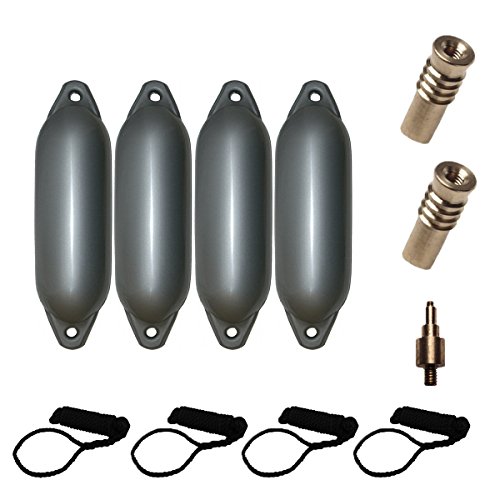 Majoni Komplettset 4er-Set Star 35 Schutzkörper für Boote mit 4 Leinen, 2 Ersatzventilen und 1 Ventiladapter - Silber 62 x 21 cm Majoni Komplettset 4er-Set Star 35 Schutzkörper für Boote mit 4 Leinen, 2 Ersatzventilen und 1 Ventiladapter - Silber 62 x 21 cm von Majoni
