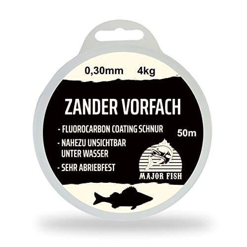 Major Fish Zander Vorfach Fluorocarbon Schnur Angelschnur | 0,30 mm | 4 kg | 50 Meter von Major Fish