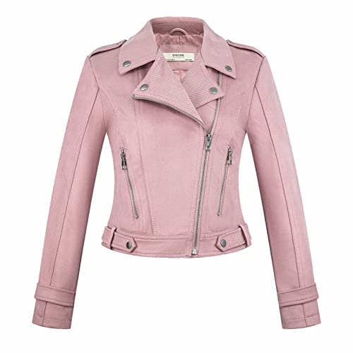 MakeYown Wildlederjacke Frauen Einfache Motorradkleidung kurzer Lederjacke Schlankes Slim Top Slim Top,Rosa,M MakeYown Wildlederjacke Frauen Einfache Motorradkleidung kurzer Lederjacke Schlankes Slim Top Slim Top,Rosa,M von MakeYown