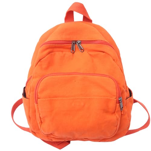 Makukke Rucksack Damen Klein, Canvas Cityrucksack Rucksäcke Daypacks Damen Rucksackhandtaschen Rucksack Für Lässig Schule Travel Wandern Arbeit,Orange Rucksack von Makukke