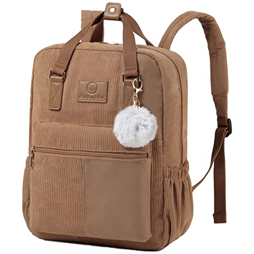 Makukke Rucksack Damen&Herren, Cord Daypack Anti-Theft Tasche Casual Schultasche Citytasche, für Schule Lässige täglich,Brown von Makukke