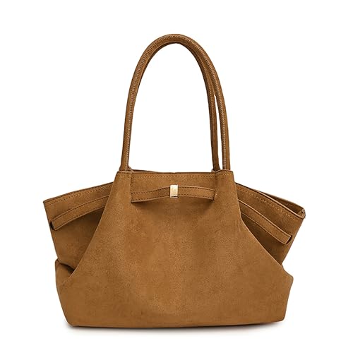 Makukke Suede Tote Bag, Wildleder Tasche Damen Hobo Handtasche Damen Groß Vintage Schultertasche Slouchy Bag für Arbeit Büro Reisen Einkaufen Schule von Makukke