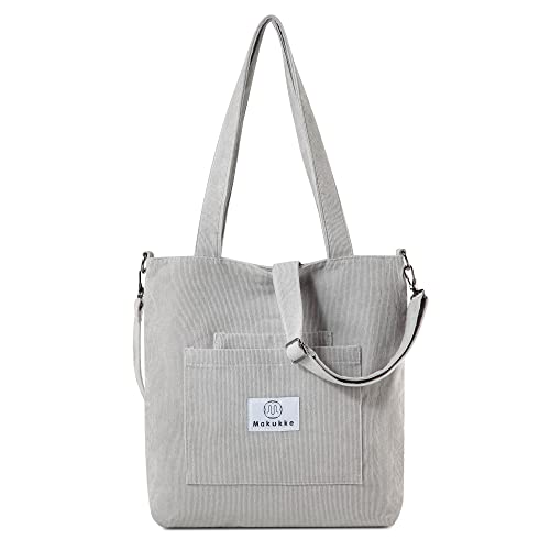 Makukke Umhängetasche Damen - Cord Schultertasche Damen Handtasche, Shopper Damen Henkeltasche für Büro Schule Einkauf Reise von Makukke