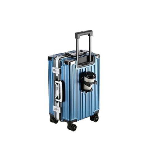 MalUanqq Aluminiumrahmen-Koffer, Zugstange, Gepäck mit Getränkehalter, PC-Koffer auf Rädern, USB-Anschluss, Boarding-Trolley, 20/28/30 Zoll(Clear,30Inches 750mm) von MalUanqq