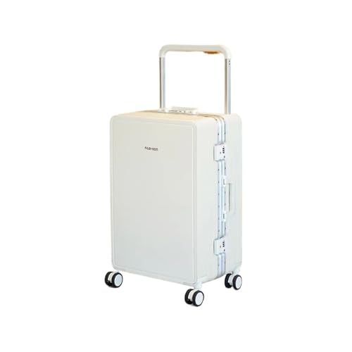 MalUanqq Rollgepäck mit breiter Zugstange, ultraleichter Aluminiumrahmen, Trolley, Reisekoffer, Kofferraum mit großer Kapazität, 20 Boarding-Box(White,26Inches 650mm) von MalUanqq