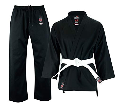 Malino Karate Gi Kinderanzug Erwachsene Herren Uniform PC 200 g (5/180, Schwarz) von Malino