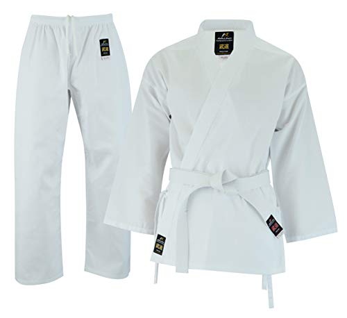 Malino Student Karate Gi, Anzug, Kinder, Erwachsene, Männer einheitliche Poly-Baumwolle 6oz weißen Gürtel (2/150, Weiß) von Malino