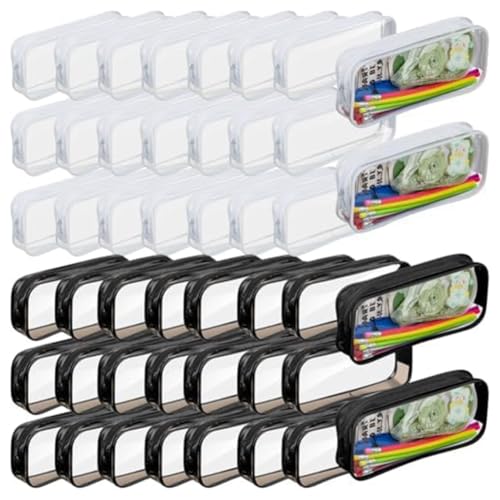 Malloy 50 Stück Transparente Federmäppchen, Transparentes Federmäppchen, Transparente Bleistifttasche Aus PVC mit Reißverschluss, Große -Kulturtasche, Make-Up-, Langlebig, Einfach zu Verwe Malloy 50 Stück Transparente Federmäppchen, Transparentes Federmäppchen, Transparente Bleistifttasche Aus PVC mit Reißverschluss, Große -Kulturtasche, Make-Up-, Langlebig, Einfach zu Verwe von Malloy