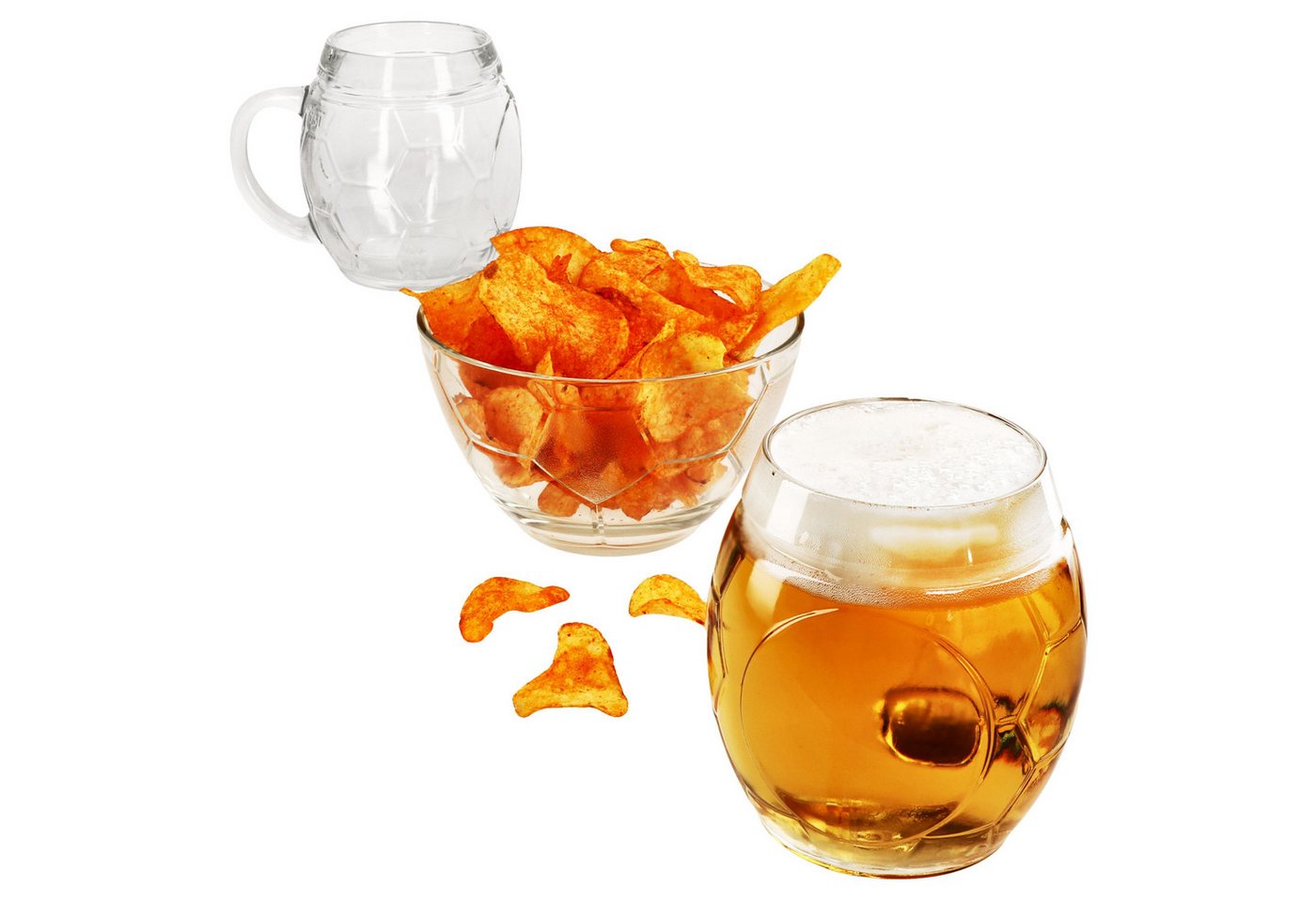 MamboCat Bierglas 3tlg Fußball Set Biergläser 0,5L geeicht & Schale Ball-Relief Krug, Glas MamboCat Bierglas 3tlg Fußball Set Biergläser 0,5L geeicht & Schale Ball-Relief Krug, Glas von MamboCat